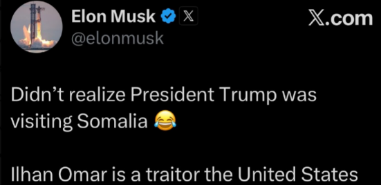 HOLY SHT. 🤣 Elon Musk defends Trump against the criminal roach Omar