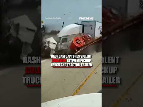 Dashcam captures VIOLENT COLLISION between pickup truck and tractor-trailer #foxnews #news #us #fox