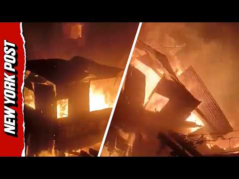 Inferno Tears Through Packed Neighborhood as Firefighters Battle Water Shortages in Philippines