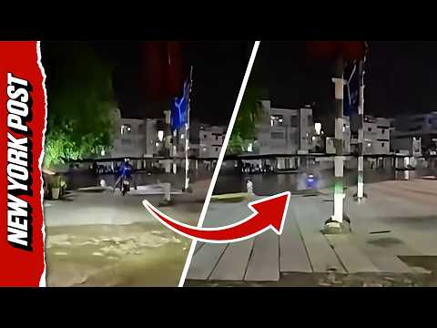 Desperate Motorcyclist Plunges Bike Into River To Escape Police in Wild Chase