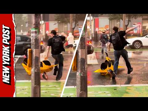 Pedestrian Nearly Crushed By Flying Traffic Light as Severe Storm Floods Toronto