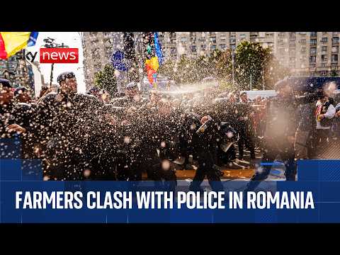 Farmers clash with police in Romania